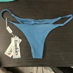 Frankie's Bikinis Blue Ribbed Bikini Bottom